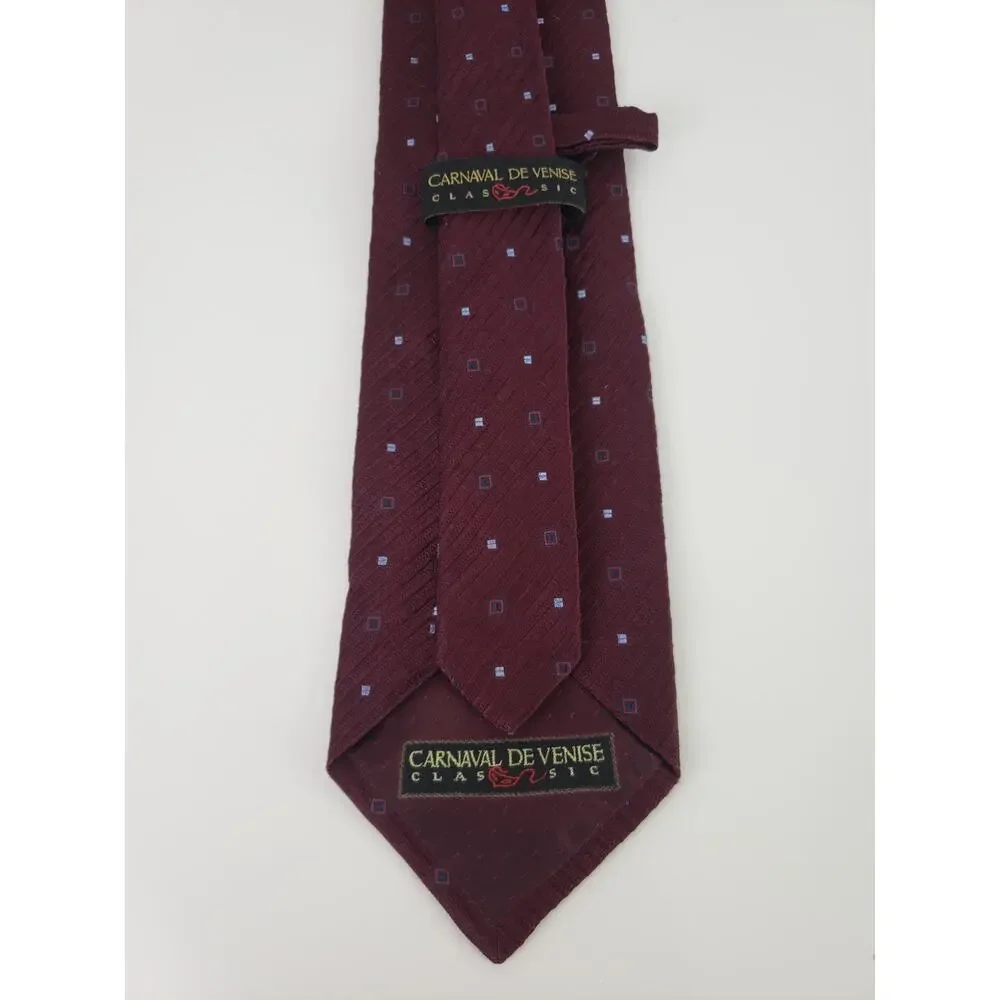 CARNAVAL DE VENISE Classic Men's Silk Tie Burgundy Business Formal wedding
